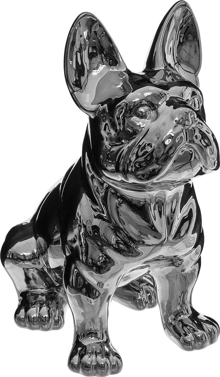 Atmosphera Bulldog beeld zilver decoratie Hoogte: 22 cm