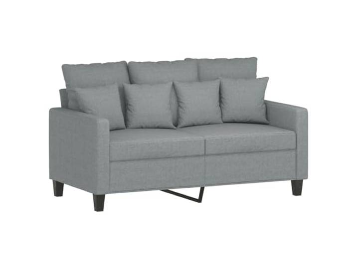 KTHLBRH Sofa-Set, 2-teilig, hellgrau mit Kissen Stoff 100 % Polyester, Gestell aus Metall, Schaumstoff, 8 große Kissen, 10 kleine Kissen