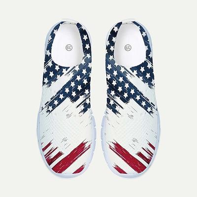 Vereinigte Staaten 250. Jubiläum Herren Sneakers Mokassins Slipper Freizeit Schuhe Druck Schuhe Flyknit Schuhe Sportlich Freizeit Außen täglich Stricknetz atmungsaktiv Massage bequem Mokassin Weiß