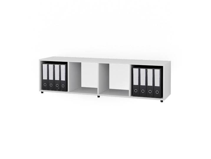 Vicco Raumteiler Ludus Weiß 142.5 x 36.2 cm mit 2 Faltboxen opt.3, Holzwerkstoff, Rechteckig, 142.5x36.2x33 cm, Wohnzimmer, Raumteiler, Raumteiler