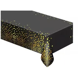 Beauty & Charm: Schwarzes-goldenes gepunktetes Tischtuch