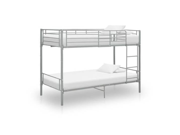RJPLMFV Etagenbett, Metall, Grau, 90 x 200 cm, ohne Matratze Robuster Stahlrahmen, Epoxid-Beschichtung, Sicherheitsgeländer, Leiter inklusive, integrierter Lattenrost