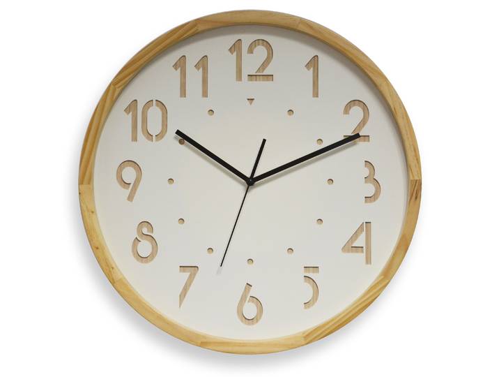ORIUM Horloge murale analogique Oslo silence, Ø 41 cm - Coloris bois clair
