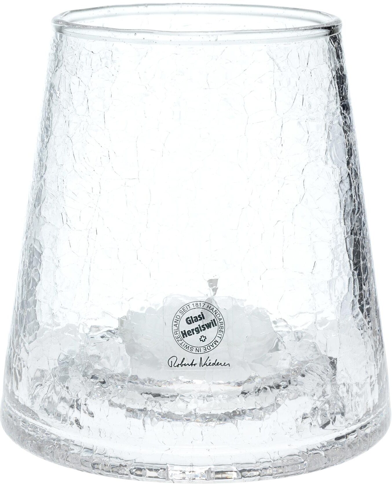 Windlicht GLASI HERGISWIL "Craclet klein 10.5 cm, Glasi Hergiswil", transparent, H:10,5cm Ø:7cm, Glas, Kerzenhalter, Windlicht transparent B/H/T: 10,5cm