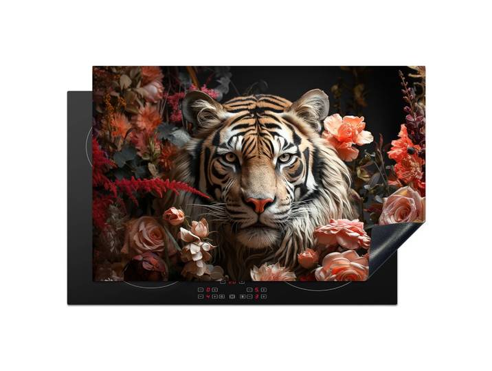 HERDABDECKPLATTE Tiger - Tier - Natur - Floral - Botanisch Abdeckung Ceranfeld 81.2x52 cm