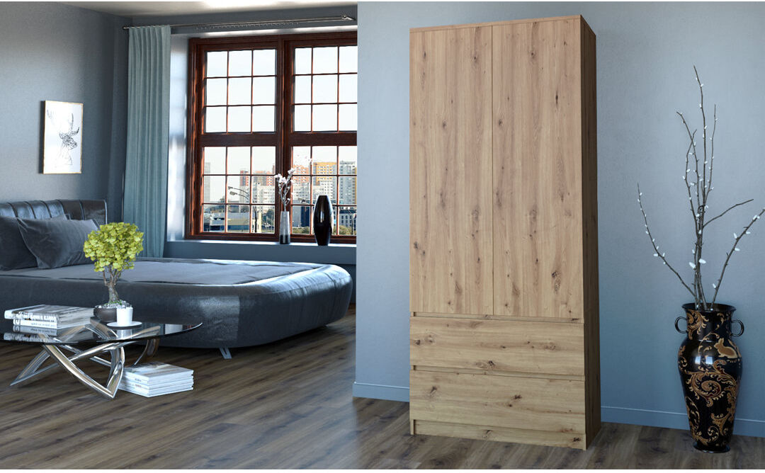 Wade Logan Longe 2 Door Wardrobe Eiche Artisan 180cm H X 90cm W X 50cm D