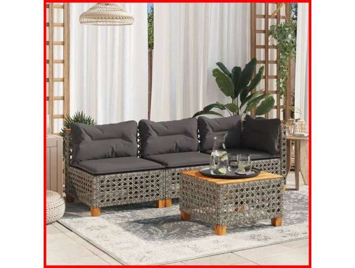 NEUF Canapé de jardin avec coussins 3 places gris résine tressée AF311 - YESMAEFR - Nouveau produit