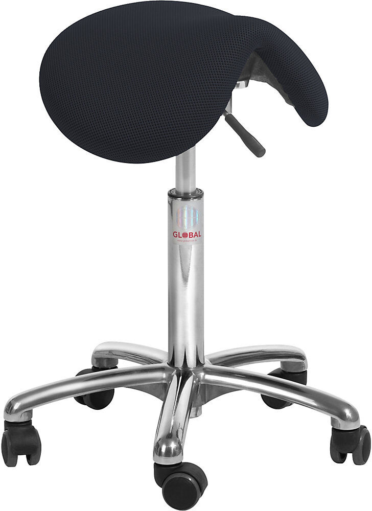 kaiserkraft Sattelstuhl für dynamisches Sitzen, Sitzhöhe 530 - 720 mm, Stoff, schwarz