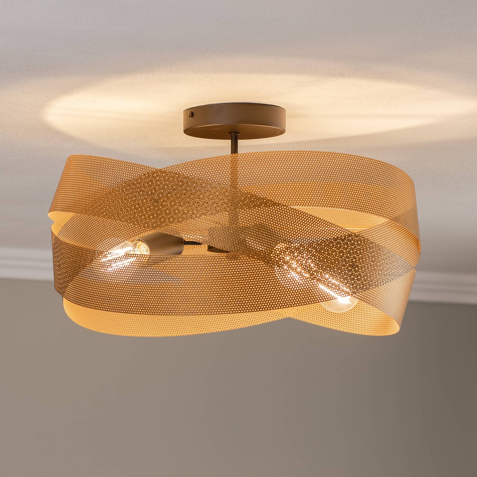 Deckenlampe Tornado Euluna, dimmbar, messing / gold, für Wohn- / Esszimmer, Metall, Modern, Deckenlampe