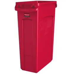 Rubbermaid Slim Jim mit Luftschlitze 87 L Rot VB 227949 ohne Recyclingsymbol, mit Beutelhalter