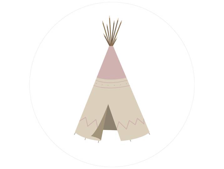 Babywanddeko Indianer Haus, Beige, Metall, 3 cm, Babymöbel, Kinderzimmer-Deko, Babyzimmer Wanddeko