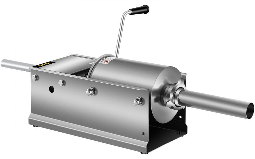 Wurstfüller, manuell betrieben - 3 Liter Edelstahl - Horizontaler Aufbau - Für die Herstellung von Wurst und Hotdogs