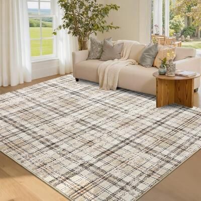 Garvee Farmhouse Geometric Tartan Area Rug