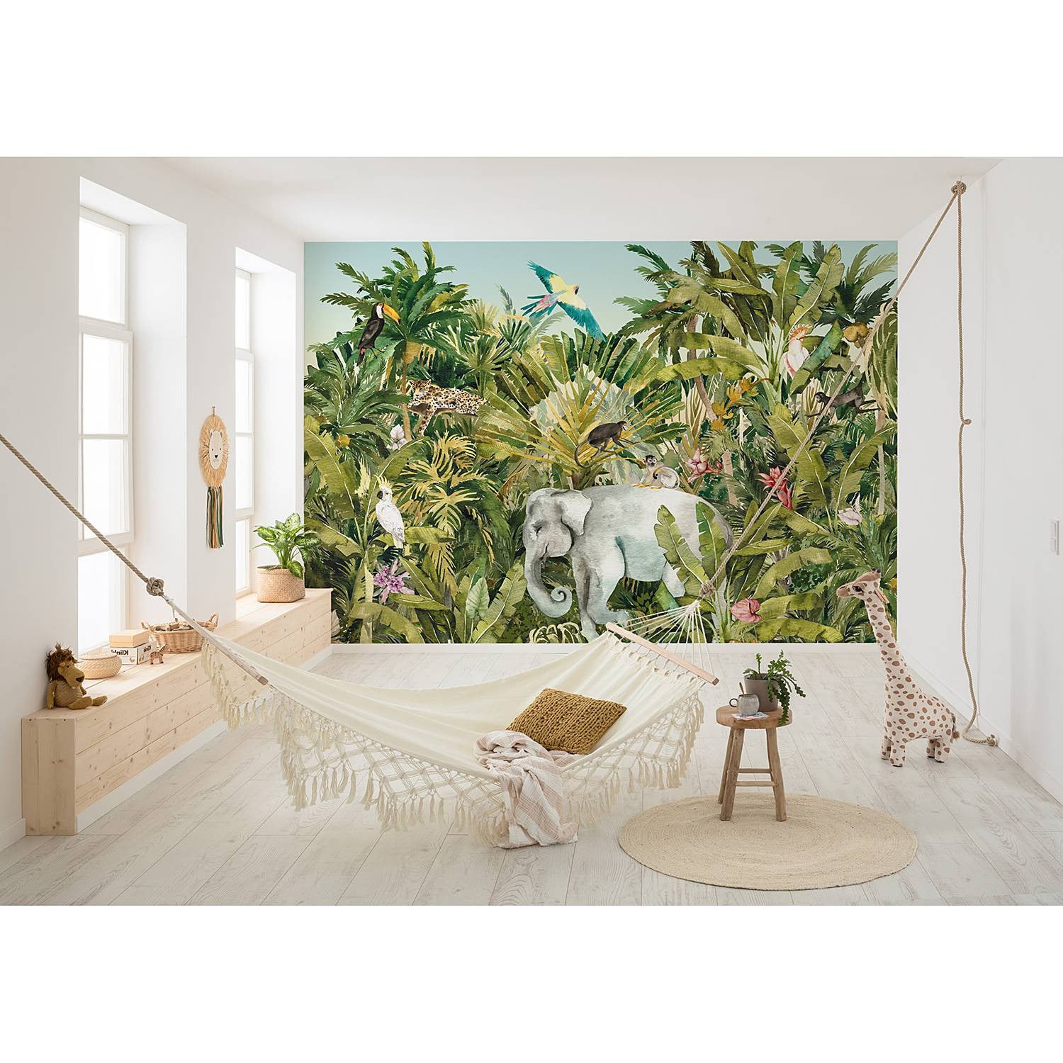 home24 Fotobehang Jungle Expedition Multicolour Groen B: 400 cm, H: 280 cm