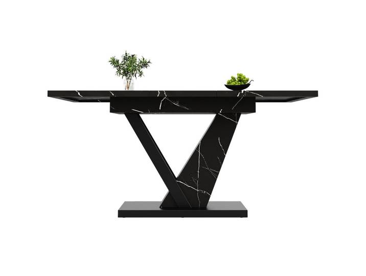 Flieks Esstisch Ausziehbar 120-160cm Marmor Schwarz, Metall, 120x75.5x75 cm, Esszimmer, Esstische