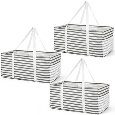 38 Liter große, wiederverwendbare Einkaufstasche mit Drahtgestell Tragegriffe, faltbare, aufrechte Tragetasche zum Aufbewahren, Picknicken, Strand, Wäsche Kofferraum-Organizer