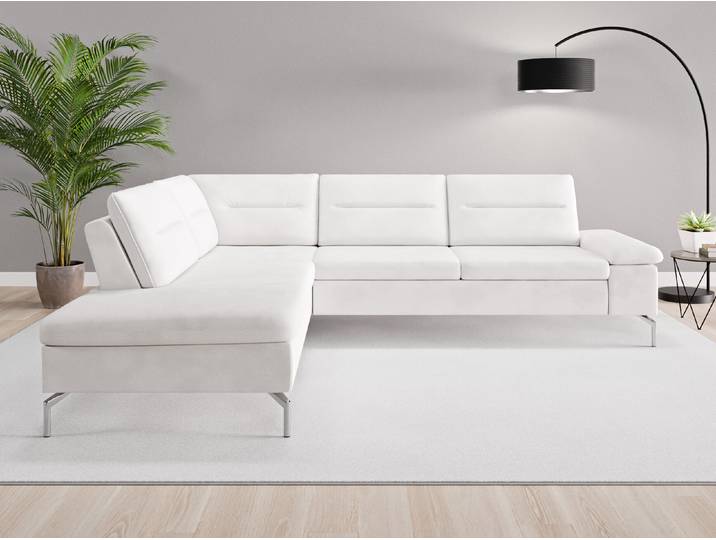 Ecksofa Rio Nr. 3 links - Weiß (Cremeweiß) - Vintage Velours