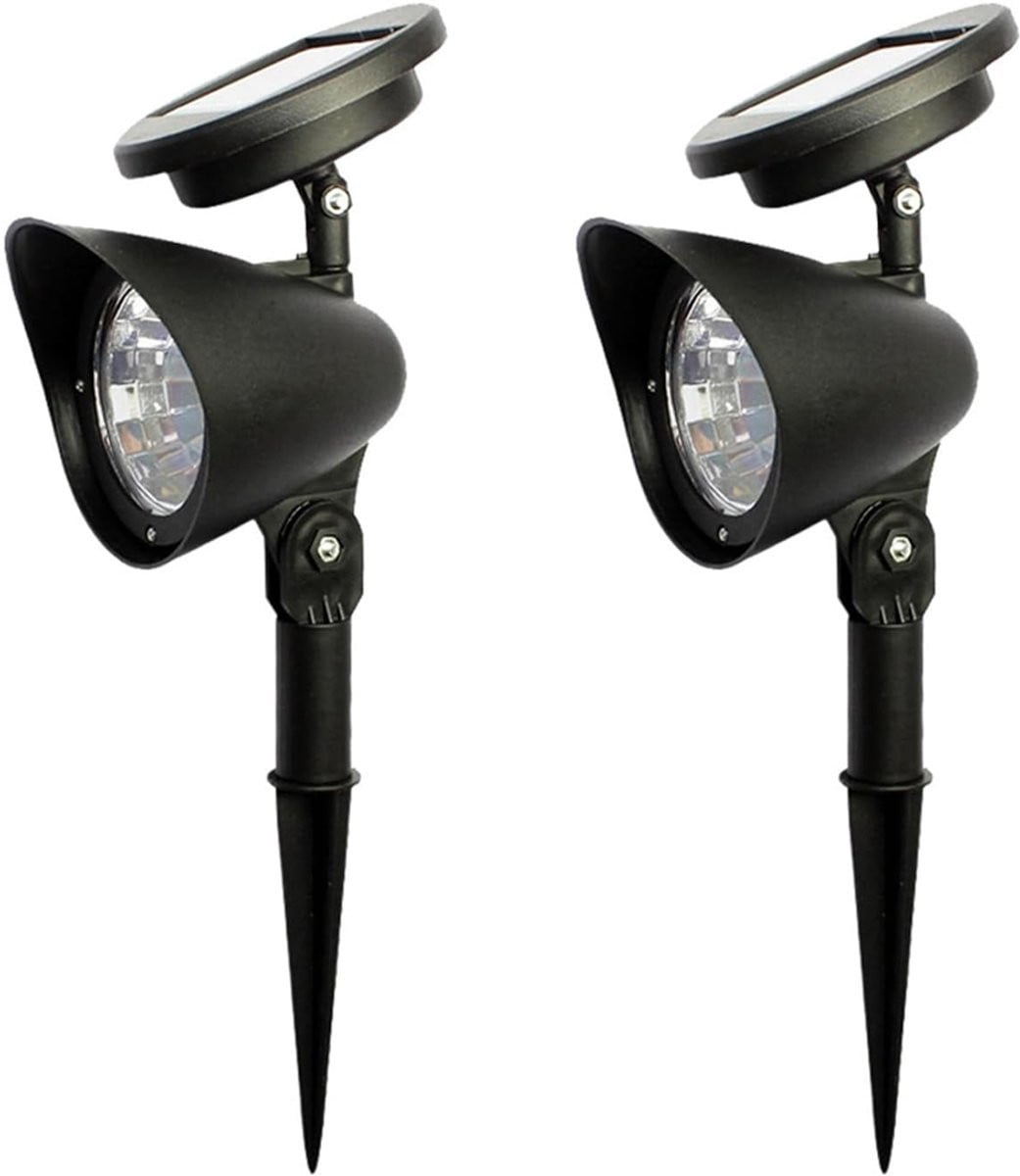 ANMI Solar Tuinspots Set van 2 - LED Prikspots Buiten - Warm Wit - Met Automatische Schemersensor - Waterbestendig