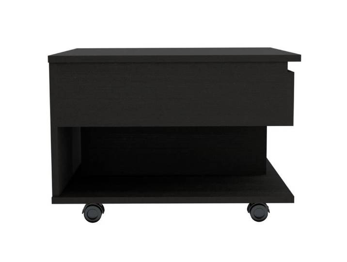 Table basse surélevée Luanda à roulettes - TUHOME - Noir - Bois - Panneaux de particules - Contemporain - Design