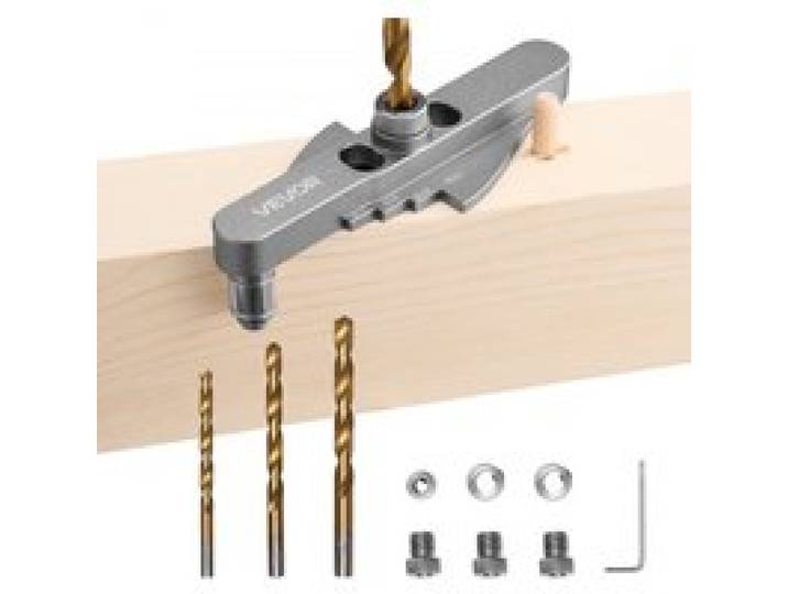 VEVOR Kit de Gabarit de Perçage de Chevilles à Centrage Automatique, Gabarit à Goujonner pour Tourillons Trous Droits, en Alliage d'Aluminium, Outils de Travail du Bois avec Jeu de Forets, Menuiserie