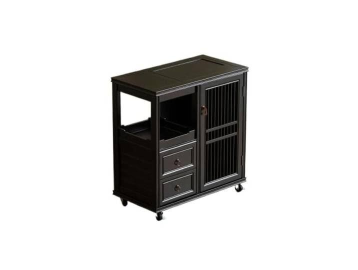 sH7pE5xj8m Wohnzimmer-Beistelltisch Mobiler Sofa-Beistellschrank aus Ebenholz mit abnehmbarem Bezug