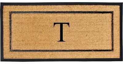A1 Home Collections Natural Coir & Rubber Large Monogrammed Door Mat
