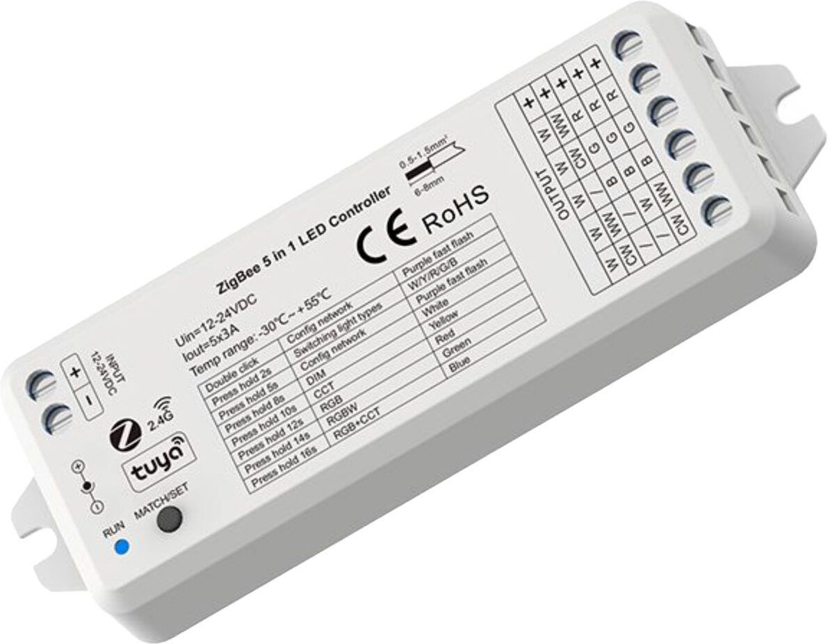 Isoled Sys-Pro + Zigbee 3.0 Funk 1-5 Kanal Pwm-Dimmer, 12-24v Dc 5x3a