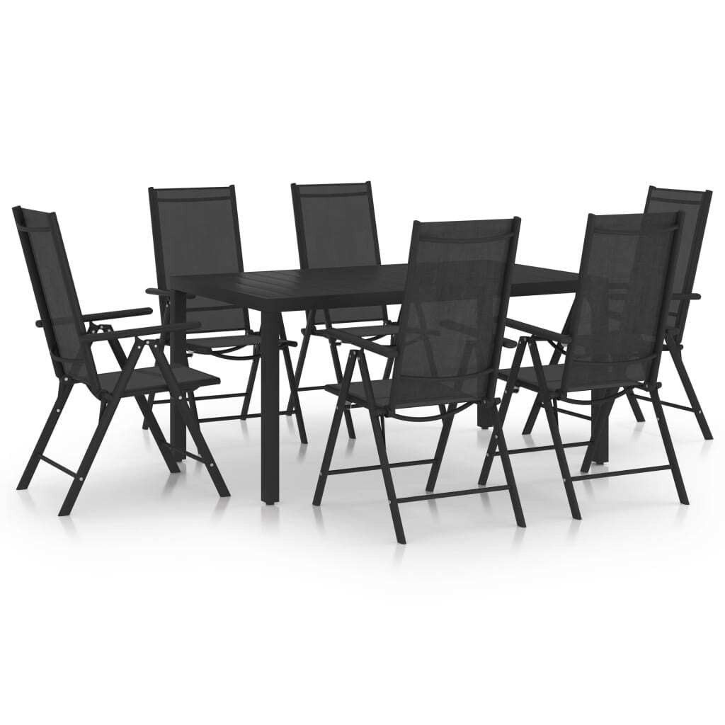 Syfax 7-delige aluminium tuinset zwart