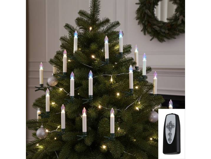 15 kabellose LED-Weihnachtsbaum-Kerzen, multicolor, Fernbedienung, Timerfunktion