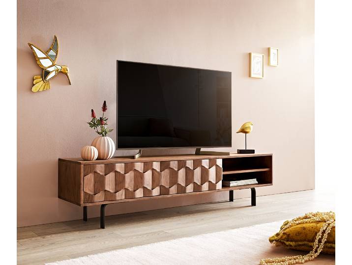 Buffet bas Fevo 160 cm acacia marron 2 portes Pied L