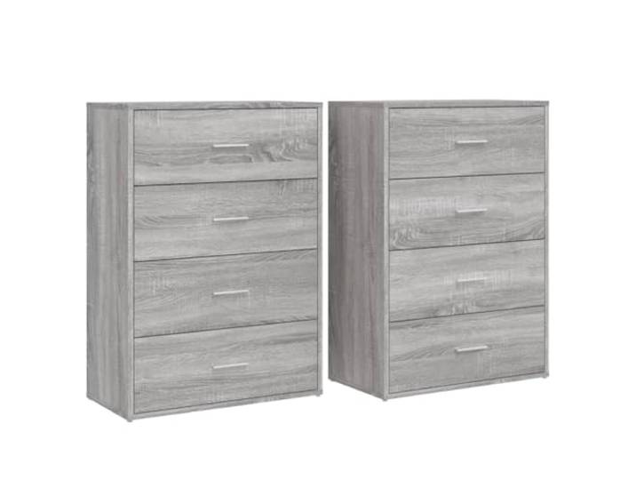 KGHFDVB Sideboard 2er Set Grau Sonoma 60x31x84 cm Holzwerkstoff Stauraum für Bücher, Dokumente, Zeitschriften, feuchtigkeitsbeständig, pflegeleicht, robust