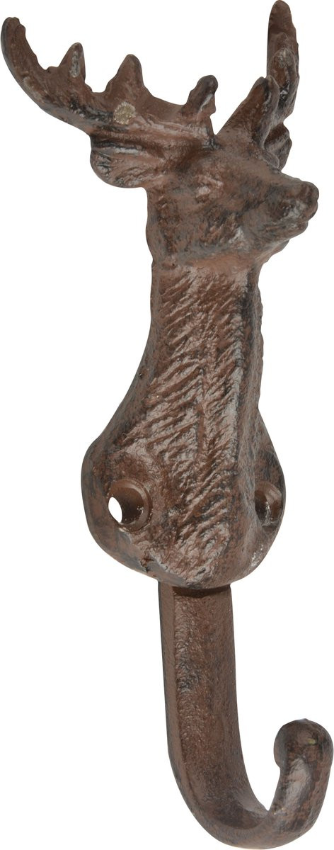 Esschert Design Muurhaak Hert van Gietijzer - Wandhaak Hertenkop - 13,7 cm