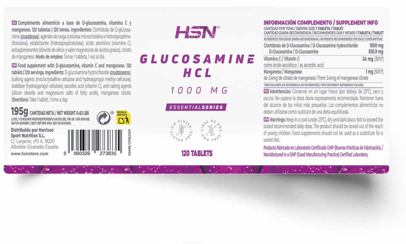 HSN Glucosamina HCl 1000mg - 120 tabs - Huesos y articulaciones - Tabletas - 120  Servicios