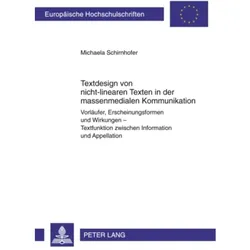 Textdesign von nicht-linearen Texten in der massenmedialen Kommunikation, Fachbücher von Michaela Schirnhofer