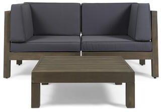 Oana Outdoor 2-Seater Acacia Wood Sectional Loveseat and Coffee Table Set with Cushions by Christopher Knight Home