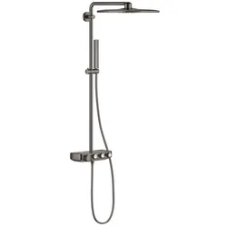 Grohe Duschsystem 26508A00 hard graphite, mit AP-Thermostat, Duscharm 45cm schwenkbar