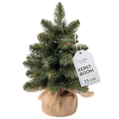 Creative Home Kleine kunstmatige kerstboom met jutezak, 35 cm