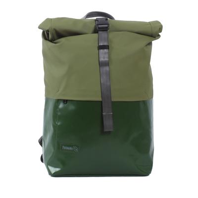 Laptoprucksack 7CLOUDS "Nomo 7.1", Damen, Gr. B/H/T: 25cm x 37cm x 14cm, onesize, grün (jungle grün, mud grün), Polyethylen, Tarpaulin, Rucksäcke Laptoprucksack, mit recyceltem PET