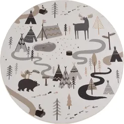 SPIELTEPPICH Waschbar TINO in Creme, mit Waldtier-Motiv, Ø 200 cm