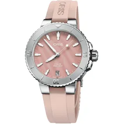 Oris Aquis Date 36,5mmKautschukband Perlmutt Rot Damenuhr 01 733 7770 4158-07 4 18 66FC