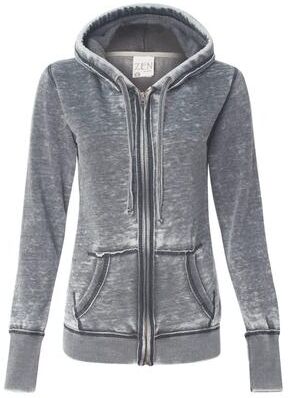 J America JA8913 Women's Zen Full Zip Hood T-Shirt in Dark Smoke size XS 8913