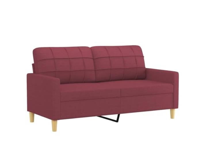 KTHLBRH Sofa-Set, 3-teilig, Weinrot, mit Kissen Polyestergewebe, Metallrahmen, Fußstütze inklusive, 2 und 3-Sitzer