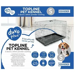 Duvoplus Draadkooi Topline 2 deuren plastic schuif S - 62x44x50cm lichtgrijs (Hund, Faltbar), Tiertransport