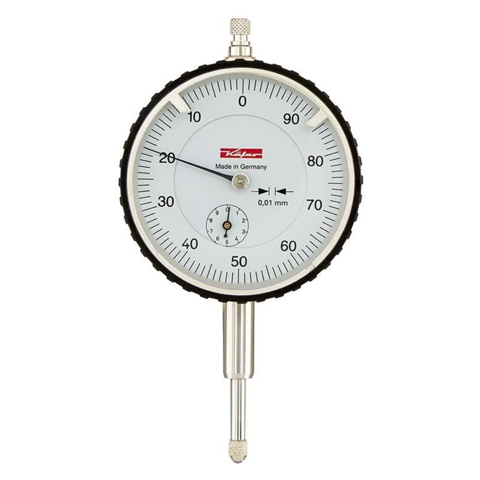 Käfer Messuhr M2T links 10 mm Ablesung 0,01 mm Ziffernblatt linkslaufend 100 - 0 (10225)