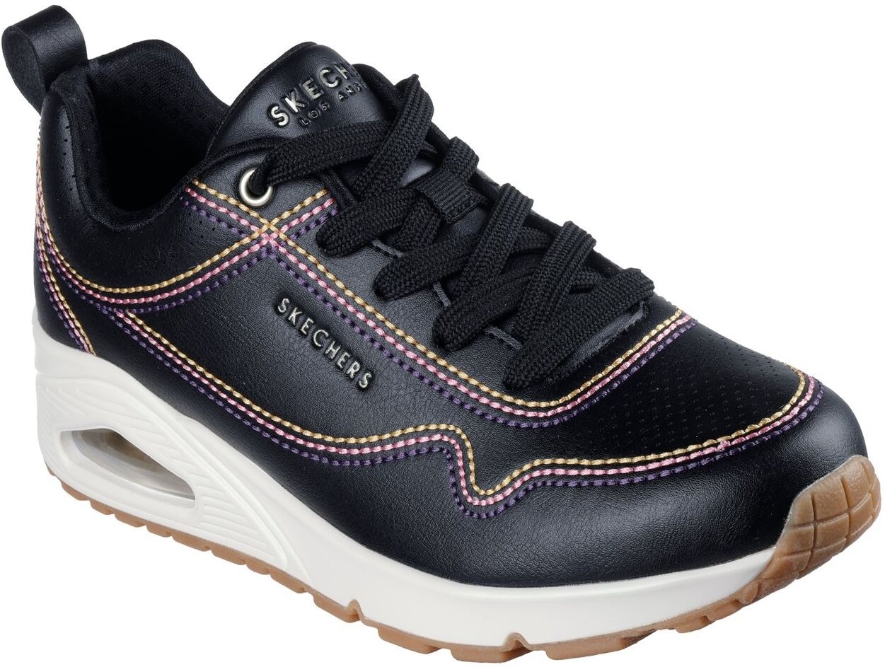 Sneaker SKECHERS "UNO-LUXURIOUS STITCHES", Damen, Gr. 41, Textil, schwarz, Lederimitat, Schuhe Sneaker, Keilsneaker, Plateausneaker mit Skech-Air Funktion schwarz 41, Textil