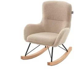 KINDER SCHAUKELSTUHL Keila komfortabel und bequem Bouclé Stoff beige