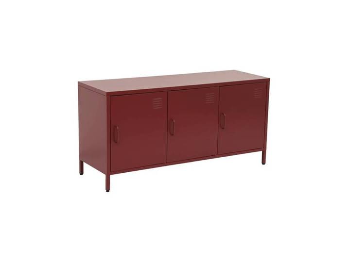 Meuble TV industriel métal bordeaux 3 portes 120cm - Alabama