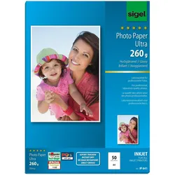 Sigel Inkjet Ultra (260 g/m2, A4, 50 Stk.), Fotopapier, Weiss
