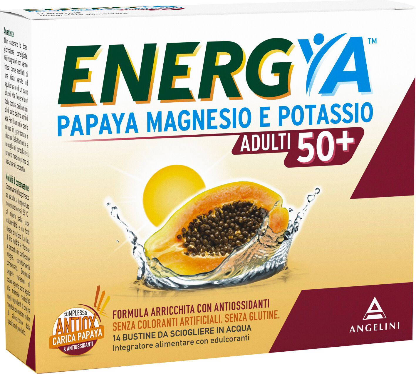 Angelini Pharma Energya 50+ Papaya Magnesio E Potassio 14 Bustine