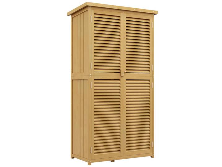 Outsunny Gartenschrank, Kiefernholz, Gelb, Holz, 46.5x160x87 cm, Gartenzubehör, Geräteschuppen